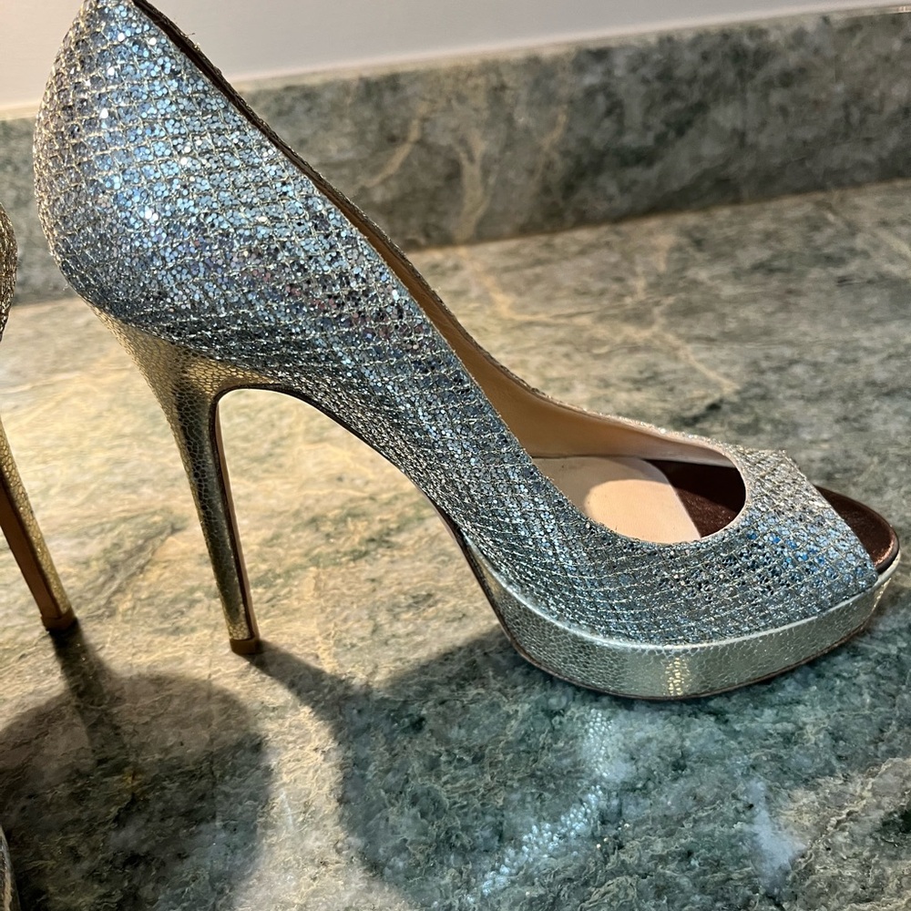 Jimmy Choo glitter fabric heels EU size 38.5 - Picture 2 of 8